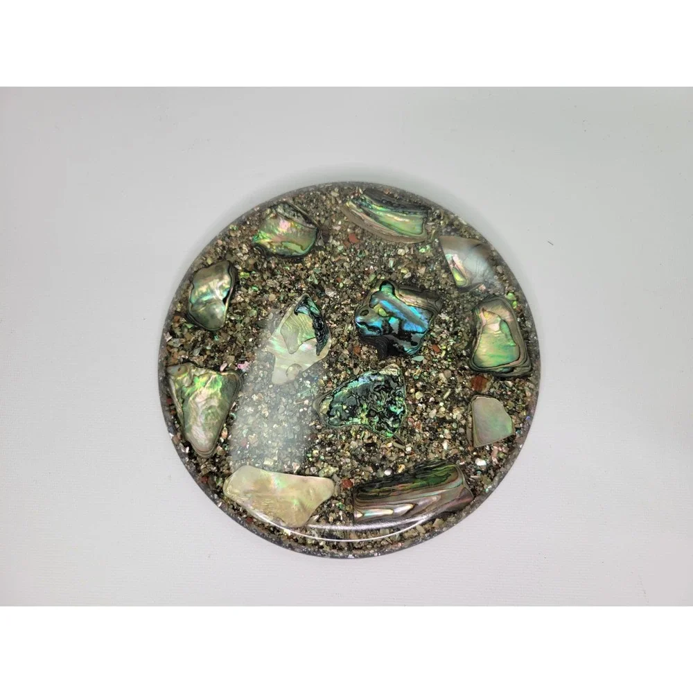 Vintage Abalone Shell Lucite Acrylic Hot Plate Trivet‎ California 5 1/2